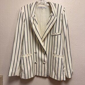 Lovers + Friends Striped Blazer in Cream and Black